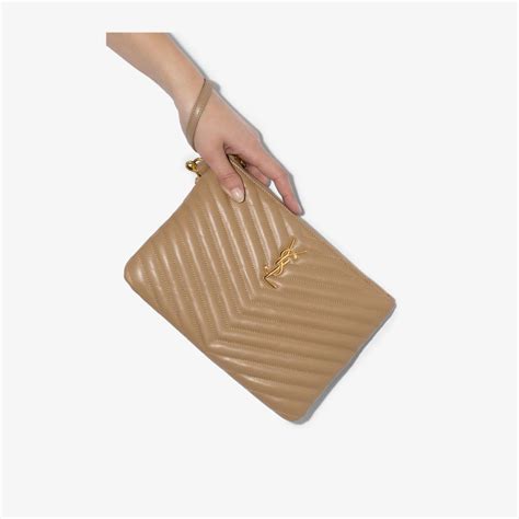 ysl uptown clutch beige|ysl monogram quilted clutch.